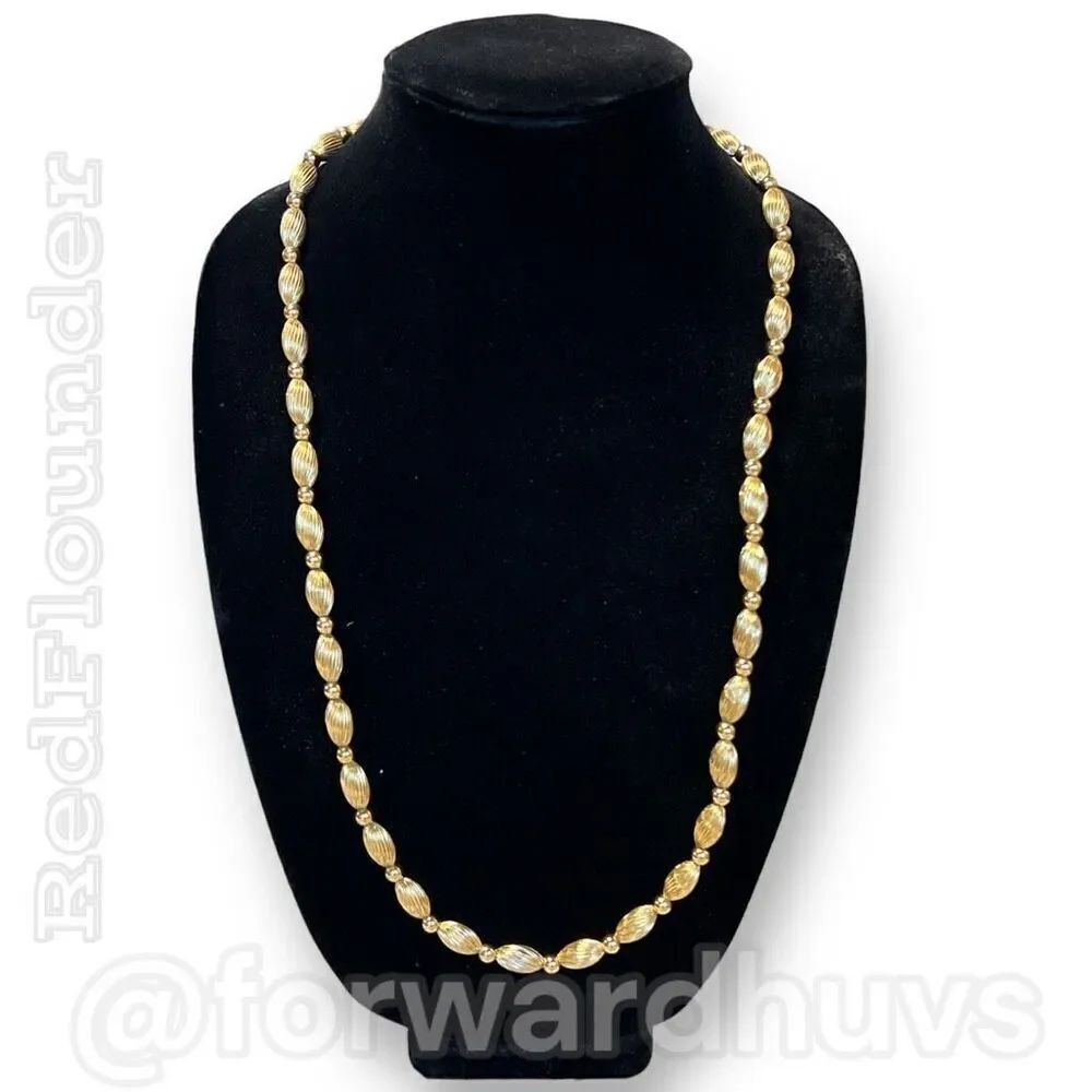 Vintage 1980s Napier Necklace | Gold Tone & Spacer Beads